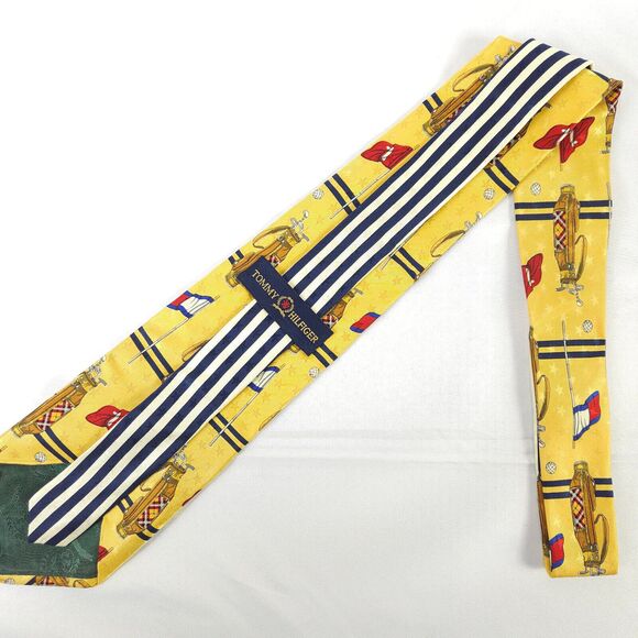 Tommy Hilfiger Golfing Golf Bag Stars Graphic Silk Tie 57.25" x 4" Made in USA - Picture 2 of 6